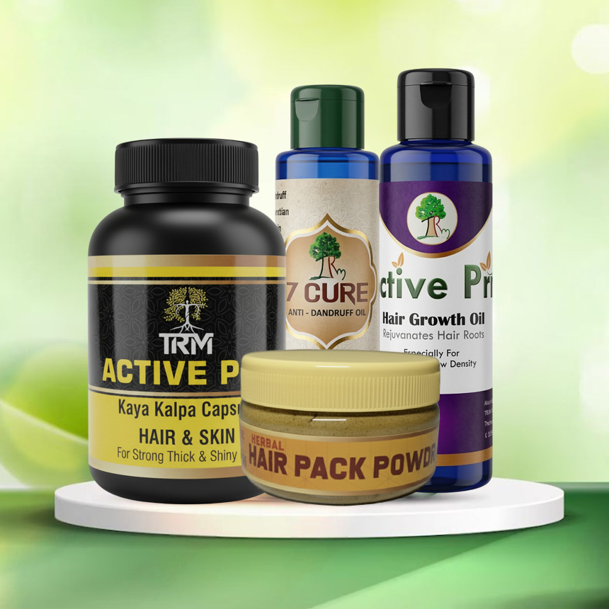 Active Pro Hair Oil + 7 Cure Anti Dandruff Oil + Active Pro Capsule + Hair Pack powder